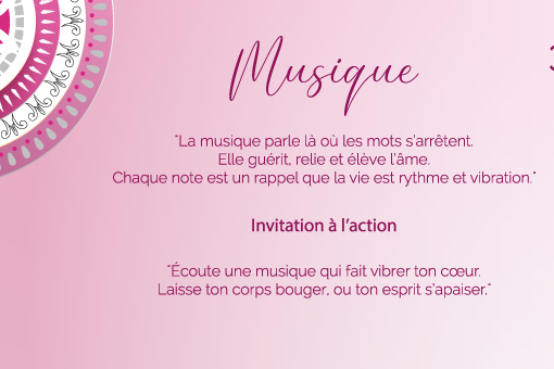 "La musique parle là où les mots s’arrêtent. Elle guérit, relie et élève l’âme. Chaque note est un rappel que la vie est rythme et vibration."